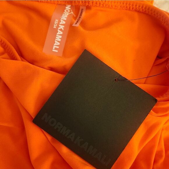 NWT Norma Kamali "Diana" Orange One Shoulder Mini Ruched Dress sz.XS Ret $245 - Picture 9 of 9